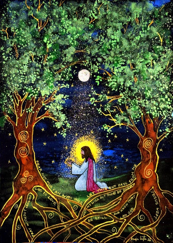 Gethsemane, Christian Print, Jesus, Religious Art, A4 Christ Print