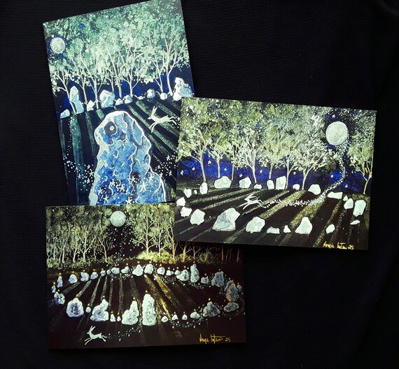 Rollright Stones Cards, Art Cards, Standing Stones, Stone Circle Cards, Blank Cards