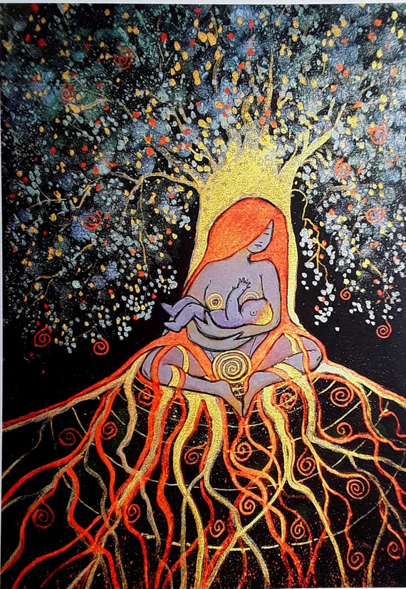 Earth Mother, Mystical Mother Print, Mother Goddess, Goddess Print, Pagan, Mystical