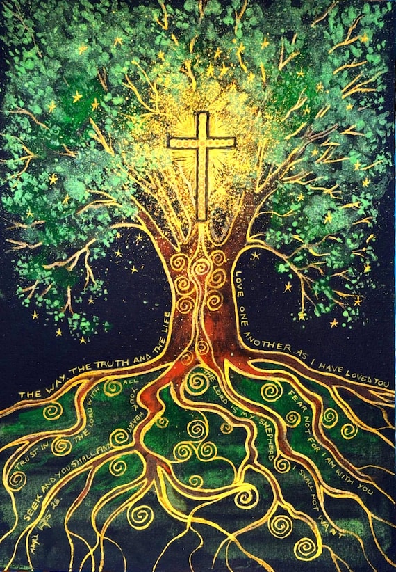 Tree of Eternal Life, Christian Print, Celtic Christian, Jesus, Religious Art