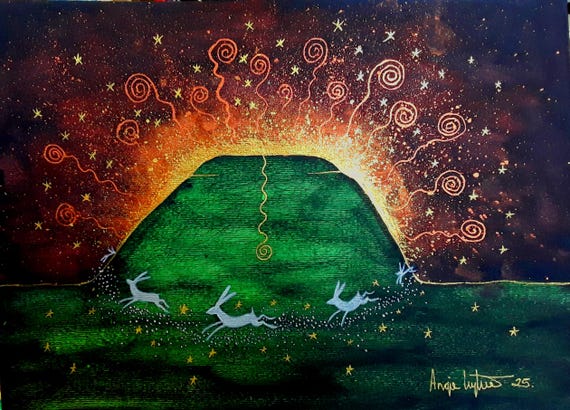 Silbury Hill, Large A3 Print, Avebury, White Hare, Mystical Print