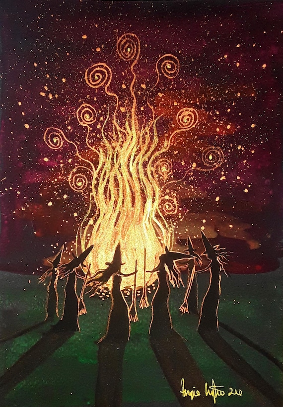 Samhain Print, Halloween, Witch Print, Witches Dancing, Pagan, Wiccan, Witch Art