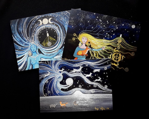Avalon Goddess Cards, Art Cards, Glastonbury Tor Cards, Goddess Art, Blank Cards