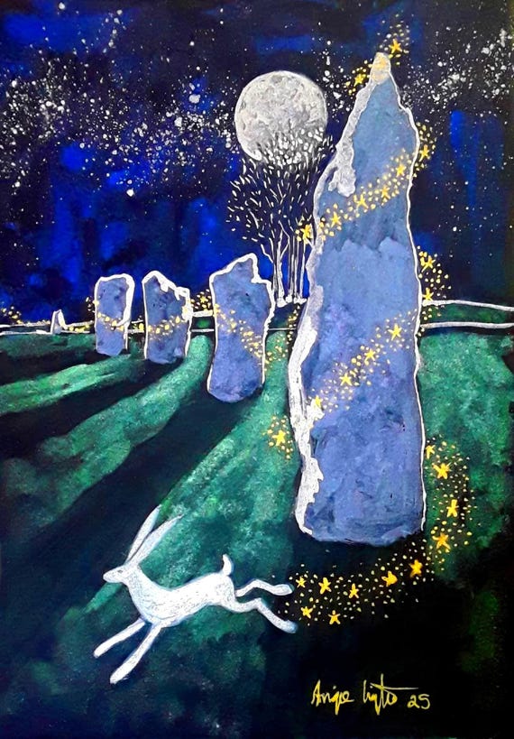 Avebury Magic, A4 Print, Standing Stones, Pagan, Mystical
