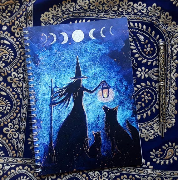 Witch Notebook, Witch Journal, Grimoire, Spiral Notebook, A5 Notebook