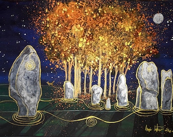 Avebury Autumn, Avebury, Standing Stones, Stone Circle, Mystical Print, Pagan