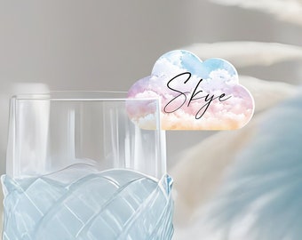 Cloud glass charm, Cloud themed party glass tag, Cloud drink charm, Cloud drink accessories, Clouds, Cloud acrylic drink charm, Drink topper