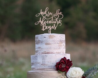 Adventure Begins Wedding Cake Topper, Adventure Awaits, Wedding Cake Topper, Wedding Decor, Wedding Cake Toppers, Cake Topper Wedding