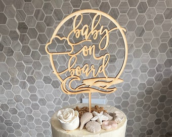 Baby on board cake topper, Surfboard cake topper, Nautical baby shower decor, Boy baby shower decorations, Baby shower for boys