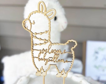 Welcome baby llama cake topper, Baby shower cake topper, Llama baby shower decoration, Llama party, Llama decor