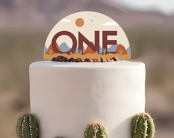 Desert cake topper, Cactus cake topper, Boho cake topper, One cake topper, Acrylic cake topper