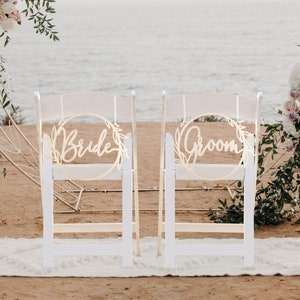 Rustic Bride and groom chair sign, Wedding chair signs, Wood Sign, Wedding decorations, Rustic Wedding Decor, Wedding Table Decor