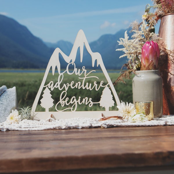 Our adventure begins wedding sign, Adventure themed wedding signs, Travel wedding sign, Rustic wedding decor, Wedding reception sign