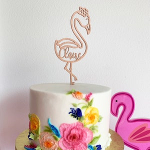 Flamingo cake topper, Baby's first birthday, First Birthday Cake Topper, Personalised birthday cake topper, Flamingo Party