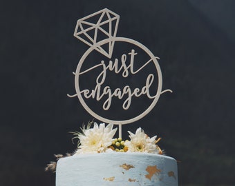 Just engaged cake topper, Engagement cake topper, Engagement party decorations and decor