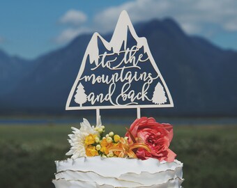 To the mountains and back wedding cake topper, Unique wedding cake topper, Travel wedding cake toppers, Rustic wedding cake topper