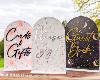 Celestial wedding signs, Celestial table signs, Wedding guestbook signs, Open bar sign, Wedding sign bundle, Dessert table sign, Please Sign