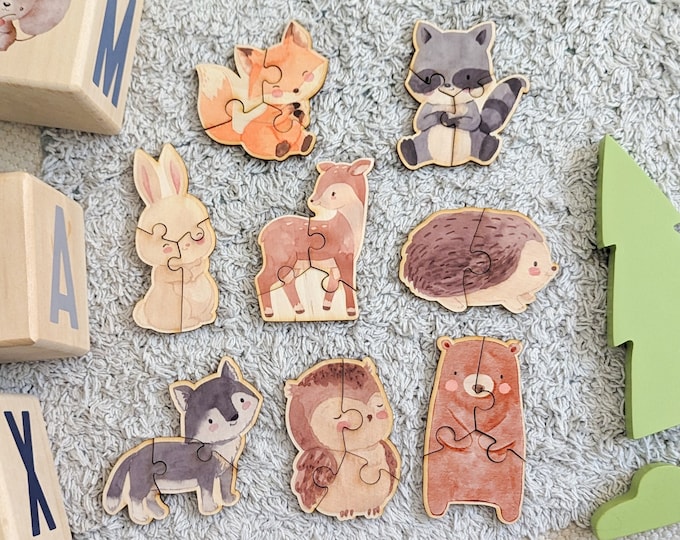 Woodland animal puzzle, Montessori wooden puzzle, Wooden toy puzzle, Wood puzzle for kids, Kids learning, Educational toys, Gift for kids