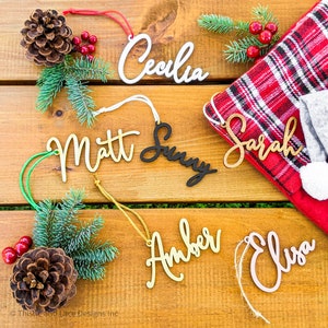 Gold Christmas Stockings Name Tags Acrylic Names for Stocking