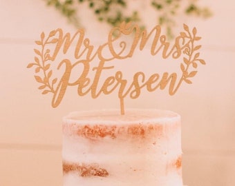 Rustic wedding cake topper, Custom Mr and Mrs cake topper, Name cake topper, Rustic cake topper, Romantic wedding