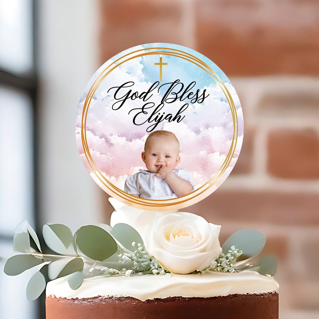 Baptism Cake Topper, God Bless Cake Topper, Baptism Decorations