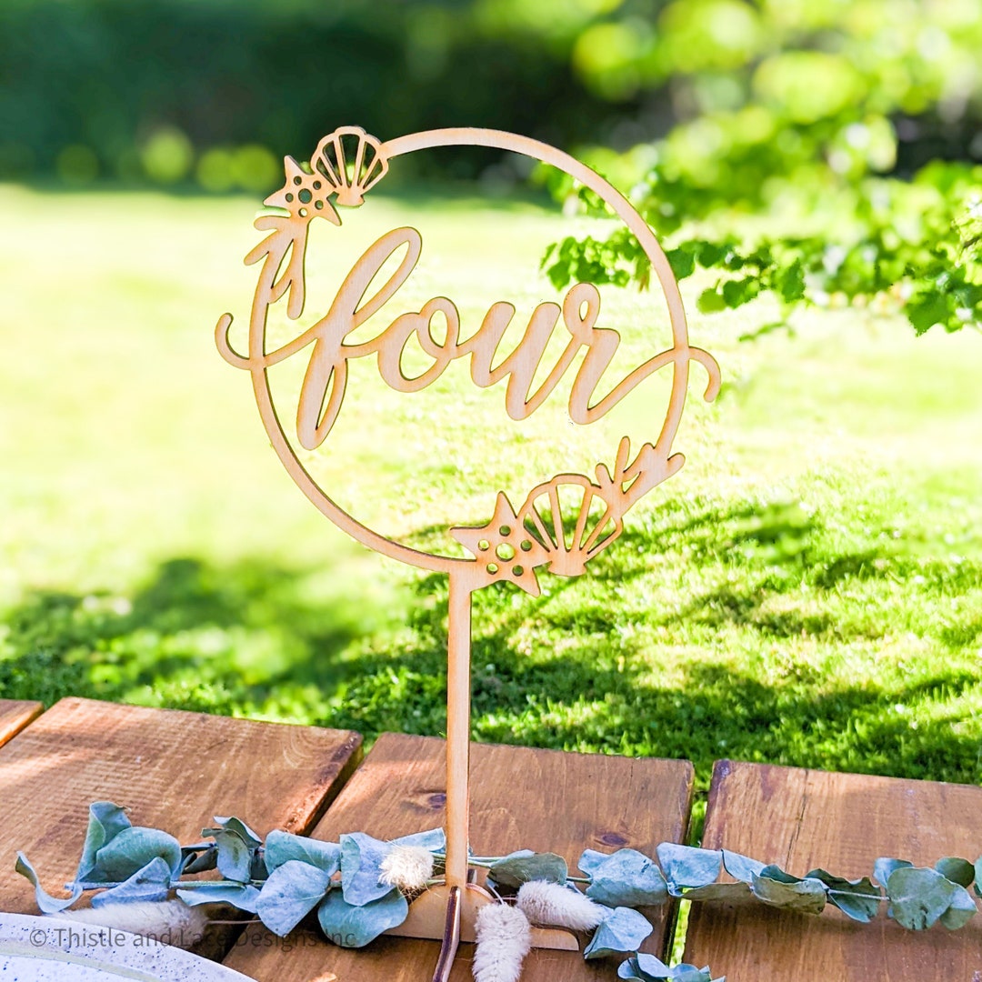 Beachthemed Wedding Table Numbers, Tropical Centerpieces, Wedding
