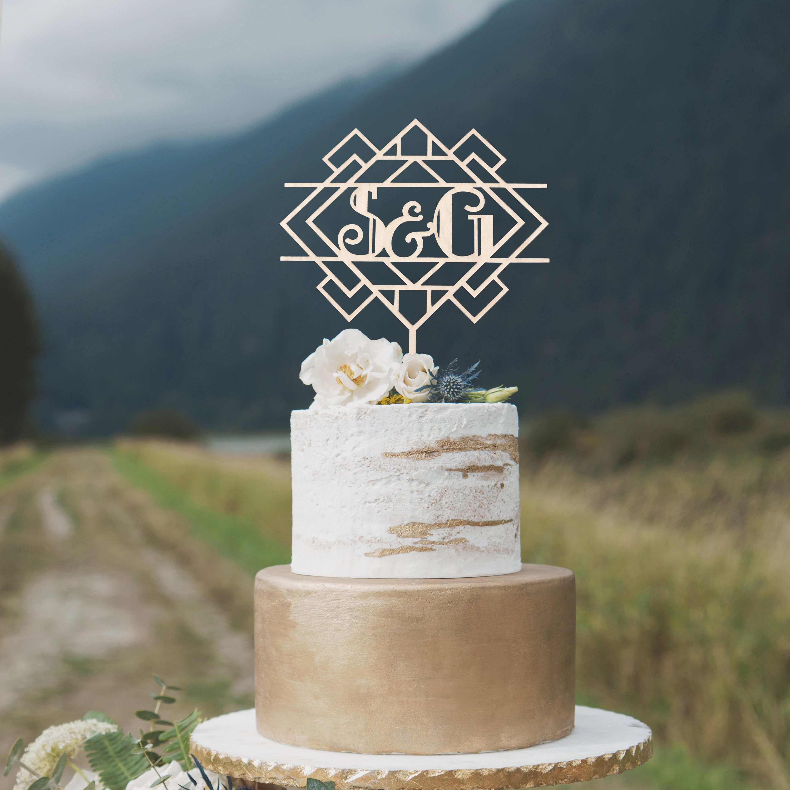 Art Deco Monogram Cake Topper Great Gatsby Wedding Cake Etsy