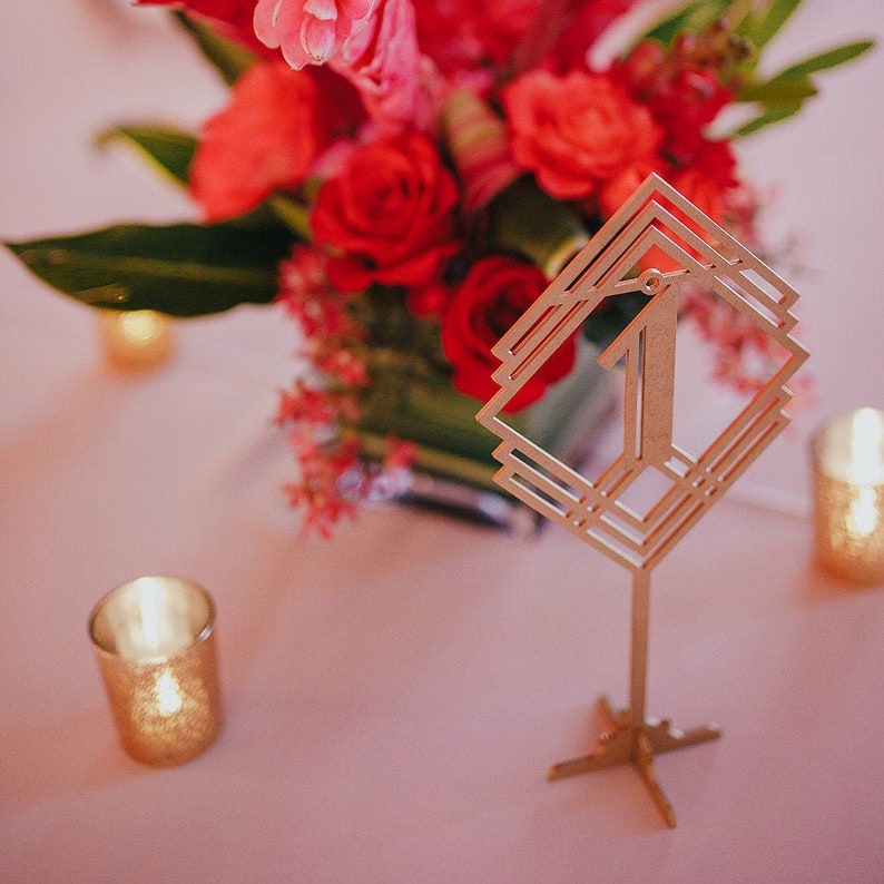 Art Deco Table Numbers Art Deco Party Decorations Gold Table Etsy