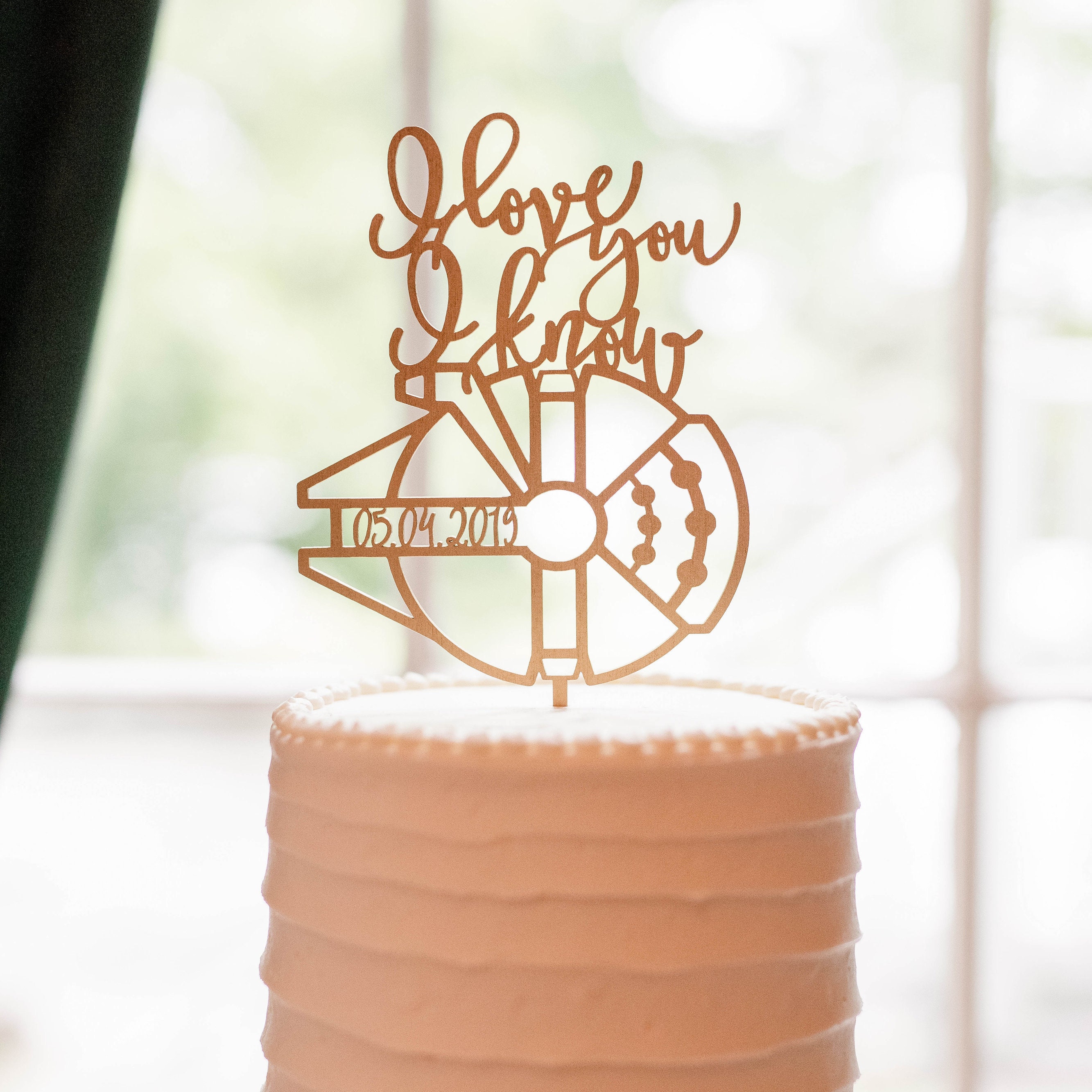 Wedding Cake Topper--Happy Fox Love with Circle Clear Base