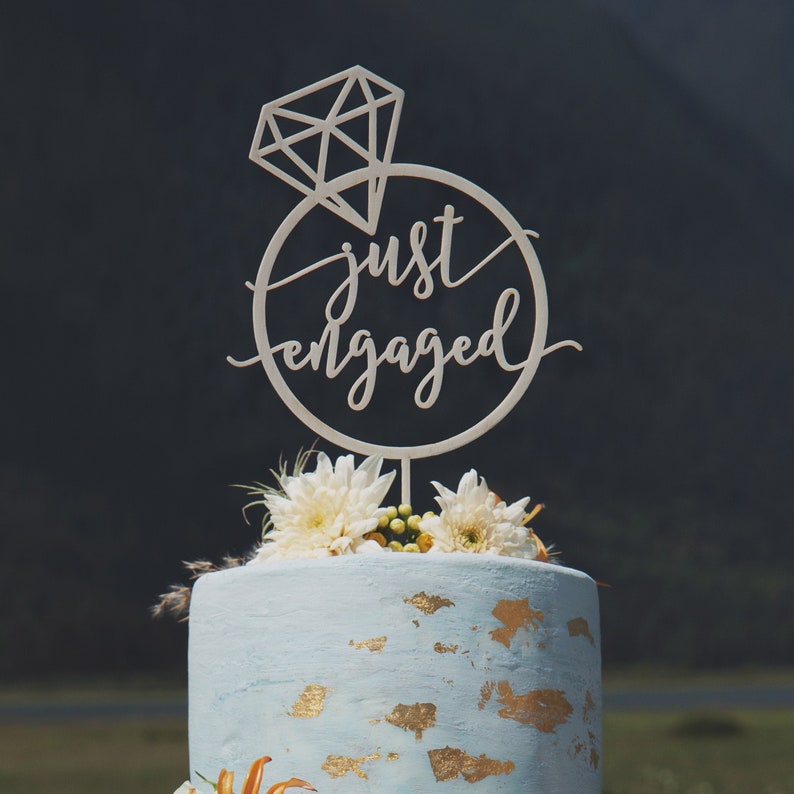 Just Engaged Cake Topper Engagement Cake Topper Engagement Etsy