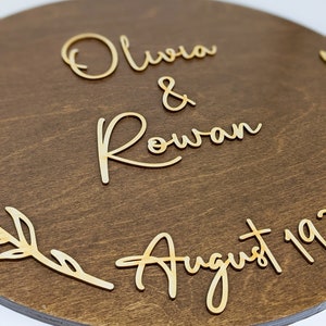 Wedding guest book alternative wood, Wedding welcome sign, Last name wood sign, Wedding Guestbook, Rustic wedding sign, Round wedding sign image 5