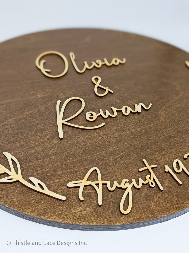 Wedding guest book alternative wood, Wedding welcome sign, Last name wood sign, Wedding Guestbook, Rustic wedding sign, Round wedding sign image 5