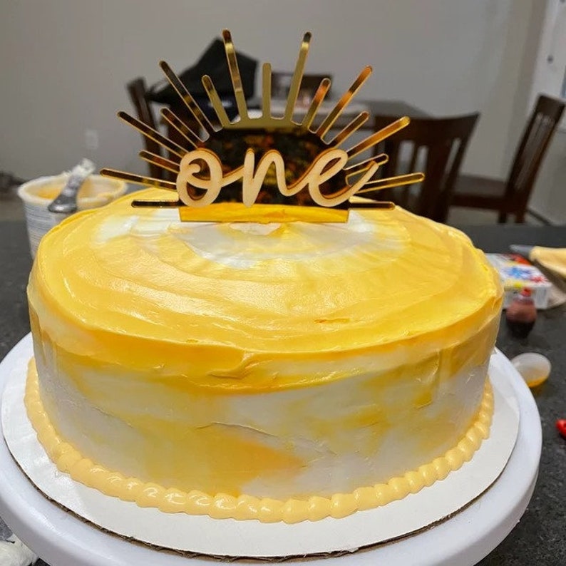 Sun cake topper, 1st birthday cake topper, One cake topper, Sunshine Party Decor, Boho Cake Topper, Boho First Birthday, Sun birthday image 4