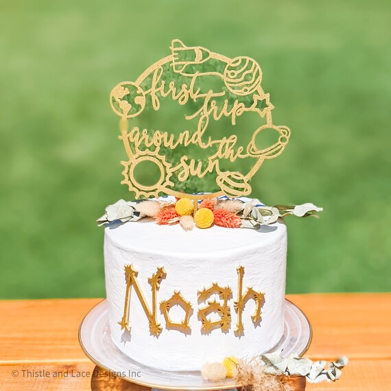 Premier Voyage Autour Du Topper De Gateau De Soleil Fete Etsy Canada