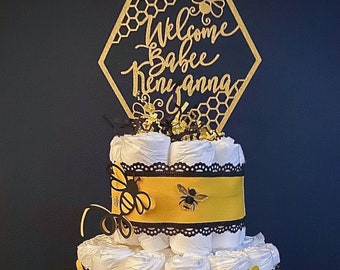 Welcome babee cake topper, Baby shower cake topper, Welcome baby cake topper, Baby shower decorations, Bee baby shower cake topper