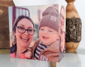 Mommy and me print on wooden blocks, Mothers Day gift, Photo blocks, Wood block picture, Personalized family portrait, Custom print on wood