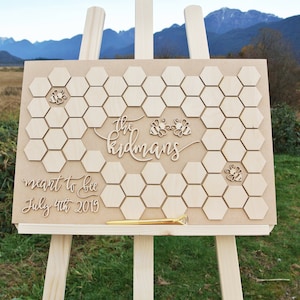 Custom wedding guest book alternative, Bee rustic wedding decor, Rustic wedding guestbook, Bee Guestbook, Bee alternative guestbook image 4