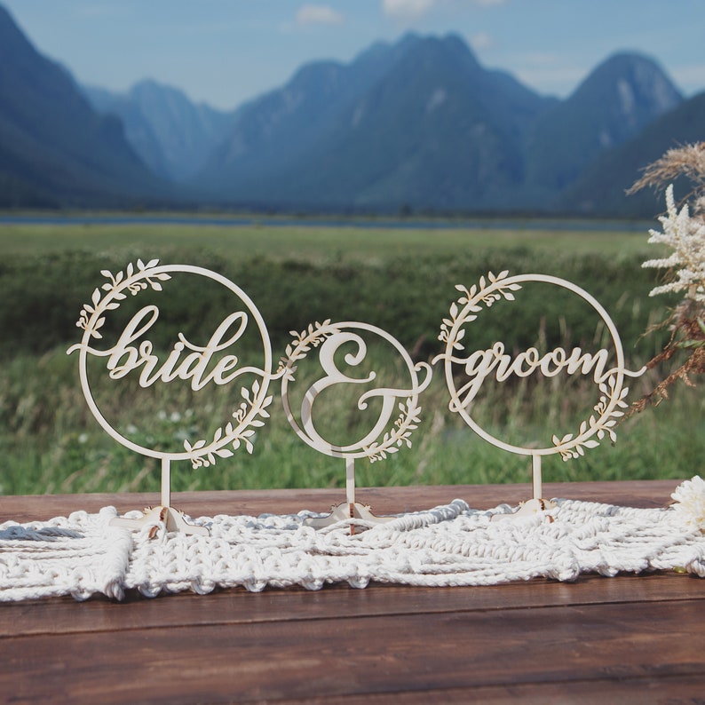 Bride and Groom Sign, Sweetheart table decor, Wedding decor, Wedding sign, Rustic wedding decor, Wedding decorations image 1