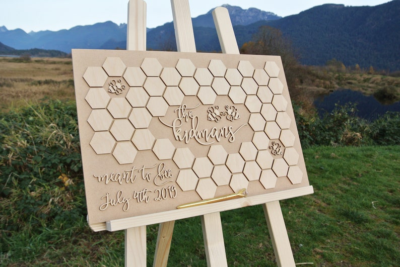 Custom wedding guest book alternative, Bee rustic wedding decor, Rustic wedding guestbook, Bee Guestbook, Bee alternative guestbook image 8