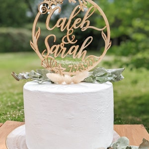 Beach wedding cake topper, Custom Name cake topper, Tropical wedding cake topper, Travel wedding cake topper, Unique wedding cake topper image 3