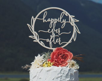 Happily Ever After Cake Topper, Garden wedding cake topper, Modern cake topper, Boho wedding cake topper, Boho cake topper