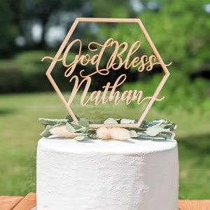 Baptism cake topper, God bless cake topper, Cake topper for Baptisms, First Communions, and Confirmations image 3