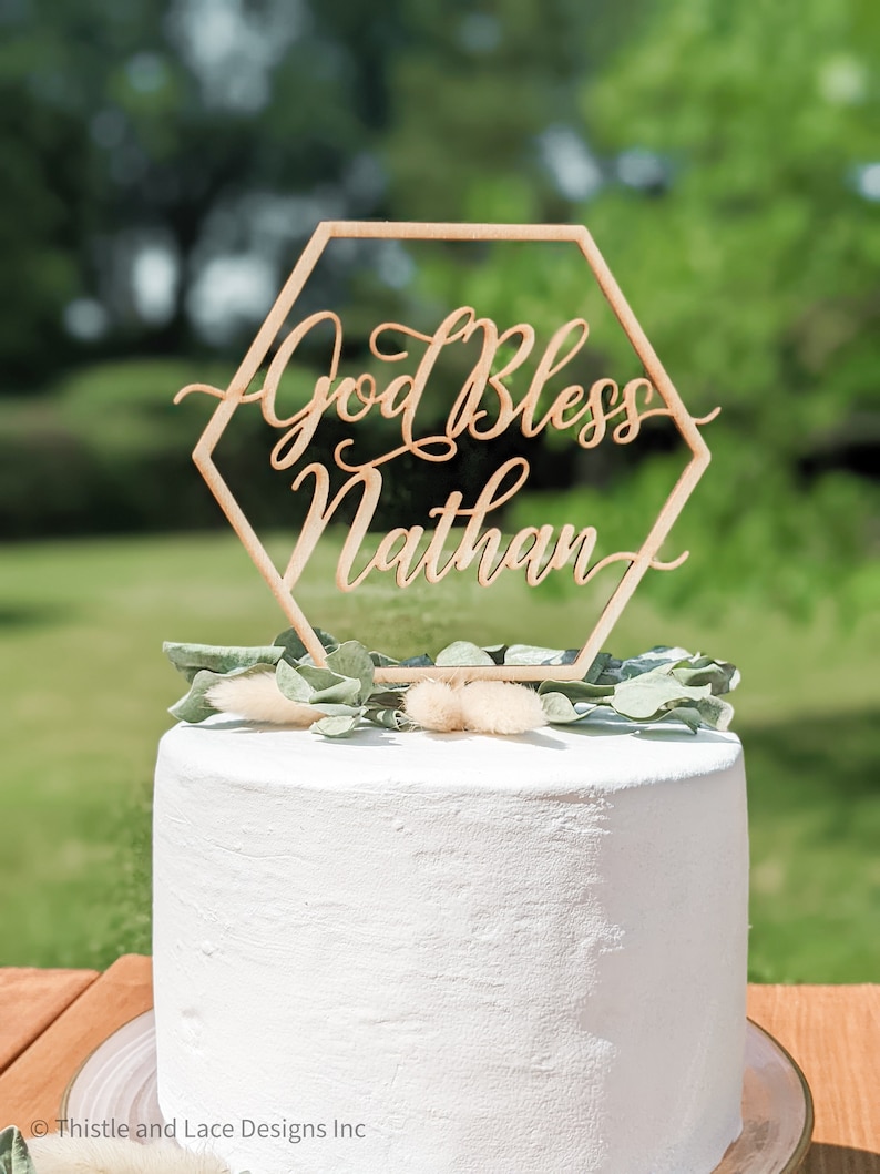 Baptism cake topper, God bless cake topper, Cake topper for Baptisms, First Communions, and Confirmations image 3