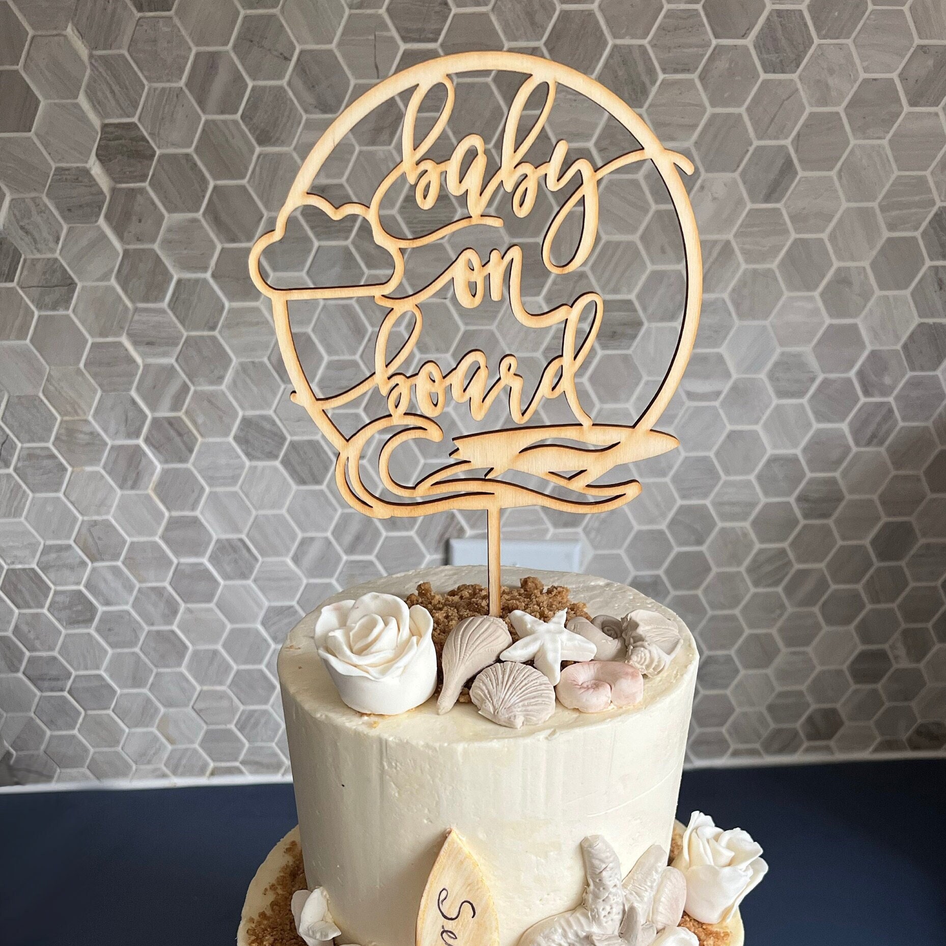 Cake Topper ONE en Bois,Décoration de Gâteau pour Baby Shower