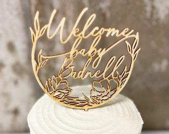 Rustic baby shower cake topper, Rustic baby shower decor for girl, Boho baby shower, Boho cake topper, Floral cake topper