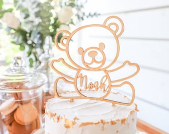 Teddy bear cake topper, Baby's first birthday, First Birthday Cake Topper, Personalised birthday cake topper