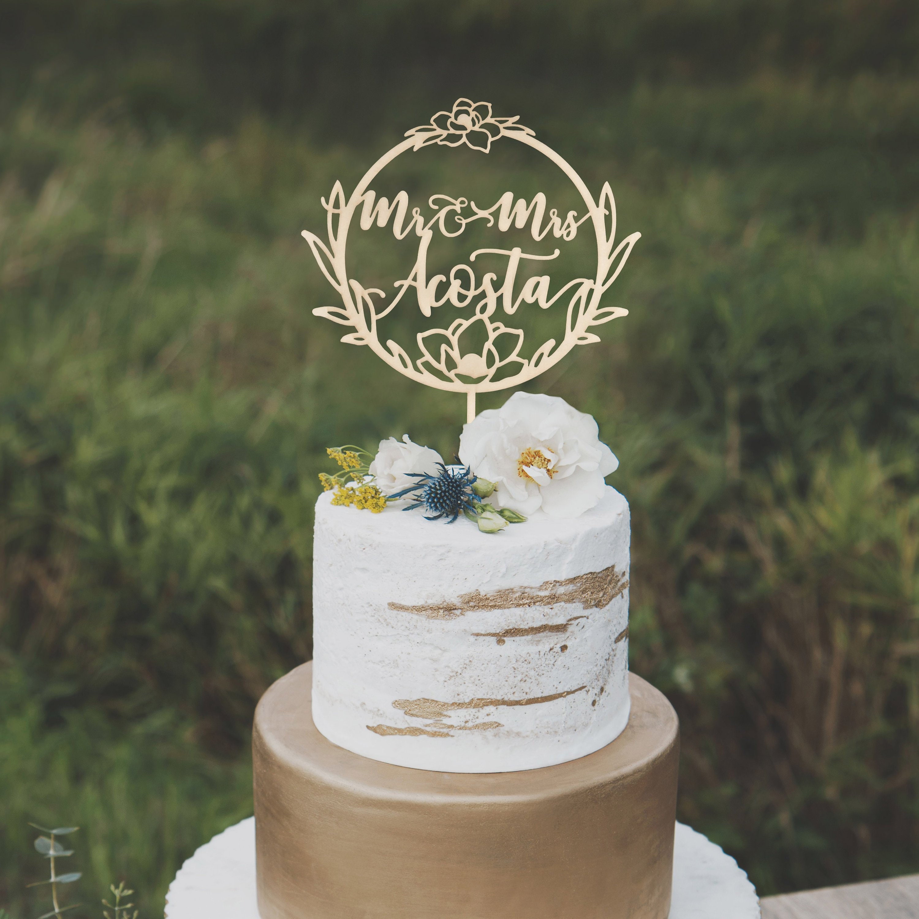 Rustic Wedding Cake Topper Custom Mr And Mrs Cake Topper Etsy