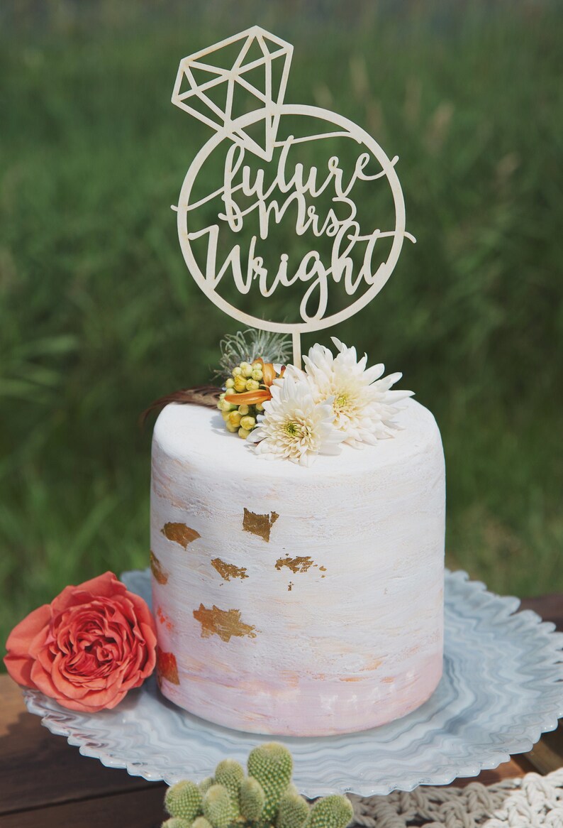 Future Mrs cake topper Bridal shower cake topper Rustic Etsy