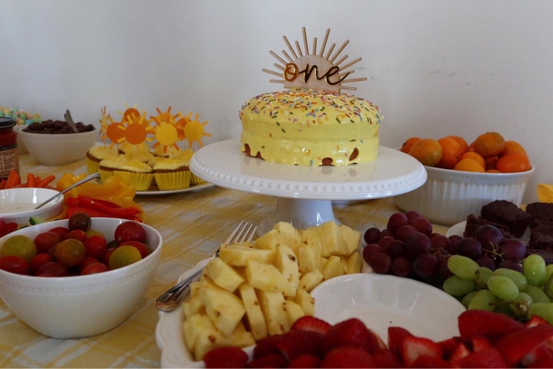Sun cake topper, 1st birthday cake topper, One cake topper, Sunshine Party Decor, Boho Cake Topper, Boho First Birthday, Sun birthday image 3