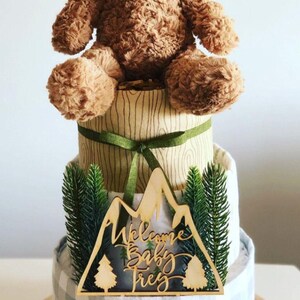 Baby shower mountain cake topper, Woodland baby shower, Baby shower cake topper, Adventure themed baby shower decor, Adventure baby shower image 6